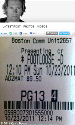 Craft Ideas Movie Ticket Stubs on Kevin Bacon Ticket Stub