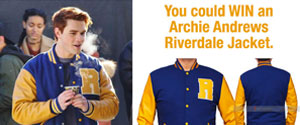 Enter to win a RIVERDALE KJ APA ARCHIE JACKET as seen in the series Riverdale. Men's large with a value over $119
