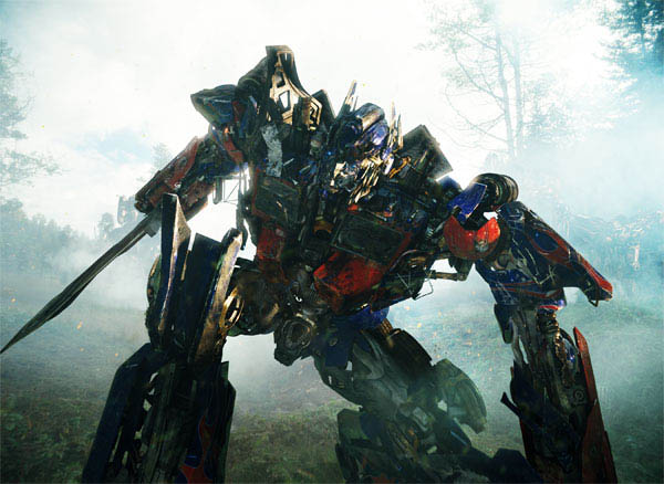Optimus Prime in the heat of battle with the Decepticons