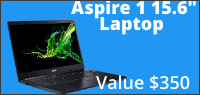 Enter for your chance to win a ASPIRE 1 15.6 LAPTOP Value $350