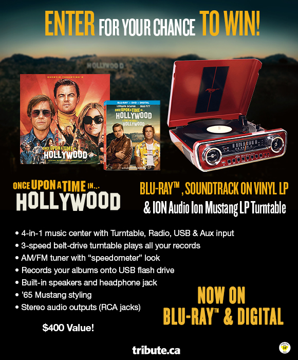 ONCE UPON A TIME IN HOLLYWOOD Blu-ray, Soundtrack & Mustang LP Turntable contest ONCE UPON A TIME IN HOLLYWOOD Blu-ray, Soundtrack & Mustang LP Turntable contest