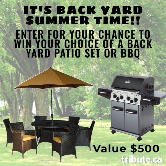 online contests, sweepstakes and giveaways - SUMMER BACK YARD PATIO SET OR BBQ Contest | Contests and Promotions | Tribute.ca