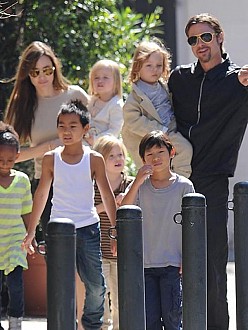Brad Pitt and Angelina Jolie with their six children