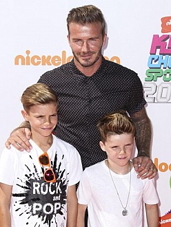 David Beckham and sons at Nickelodeon Kids Choice Sports` Awards