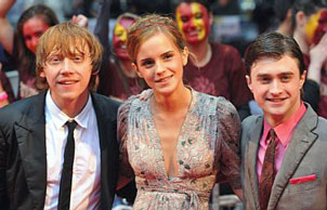 Rupert Grint, Emma Watson & Daniel Radcliffe at premiere