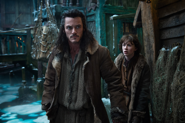 Bilbo and the dwarves travel to Lake-town, where they meet Bard the Bowman and his son Bain, descendants of the original Lord of Dale, whose home of Dale was located at the foot of the Lonely Mountain.