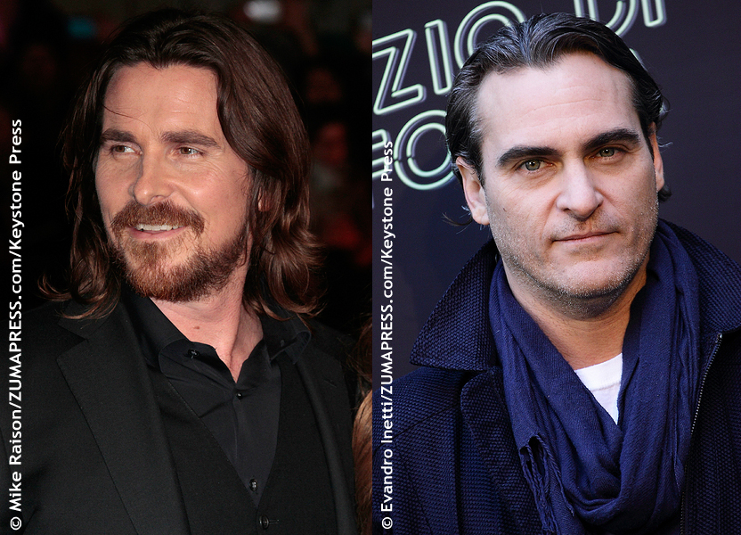 Born in 1974, both Christian Bale (January 30, 1974) and Joaquin Phoenix (October 28, 1974) look great for their age, but Christian has a more youthful aura about him. Maybe being Batman slows the aging process.