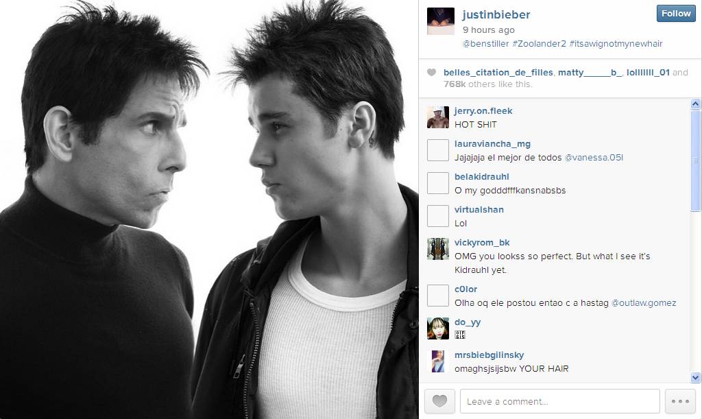 Ben Stiller and Justin Bieber