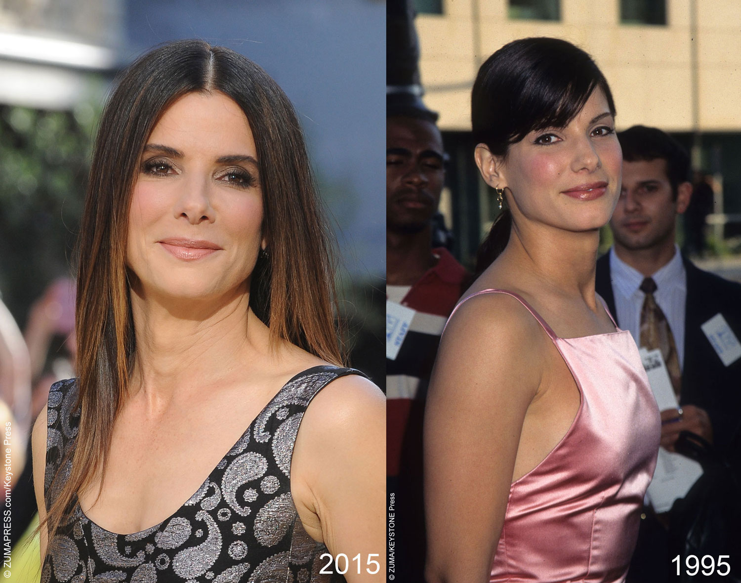 Since her starring role in the 1991 hit movie Speed opposite Keanu Reeves, Sandra Bullock doesn’t appear to have aged much at all. The Oscar winner (for her role in The Blind Side) has looked almost the same age for over 20 years.