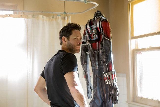 Before filming began the costume needed to be altered as Paul Rudd had shown up in much better shape than they were expecting and the suit wasn’t going to fit in its current incarnation.
