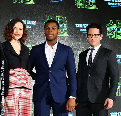 Daisy Ridley, John Boyega and J.J. Abrams