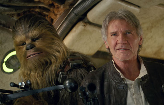 Han Solo and Chewbacca in Star Wars: The Force Awakens