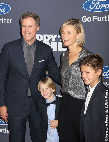 Will Ferrell with wife  Viveca Paulin and sons Magnus and Mattias