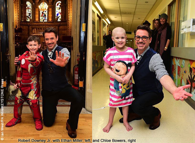 Robert Downey Jr. with Ethan Miller and Chloe Bowers