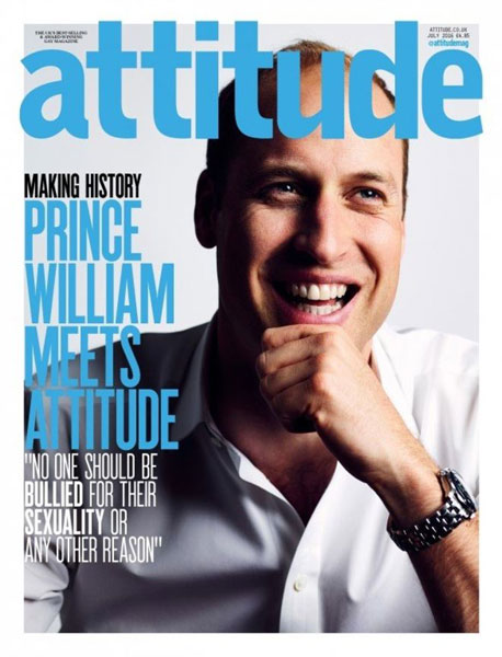 Prince William on the cover of Attitude magazine