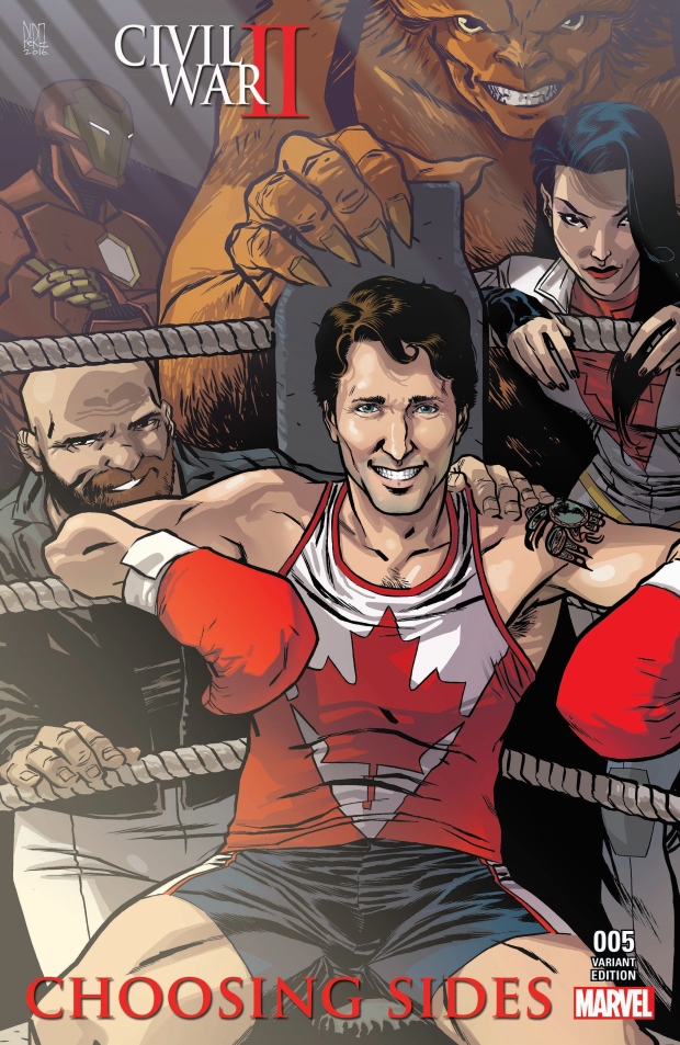 Justin Trudeau on the cover of Civil War II