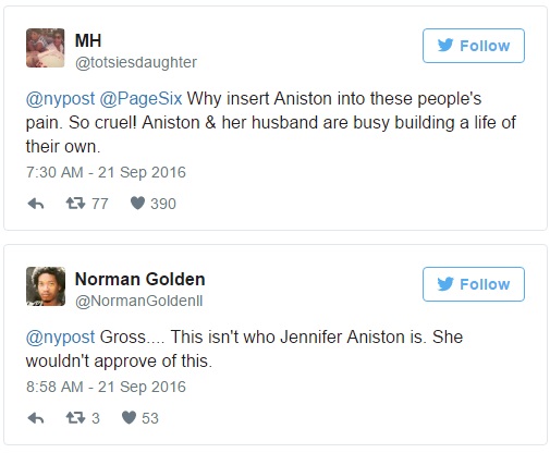 Jen Aniston Twitter reactions