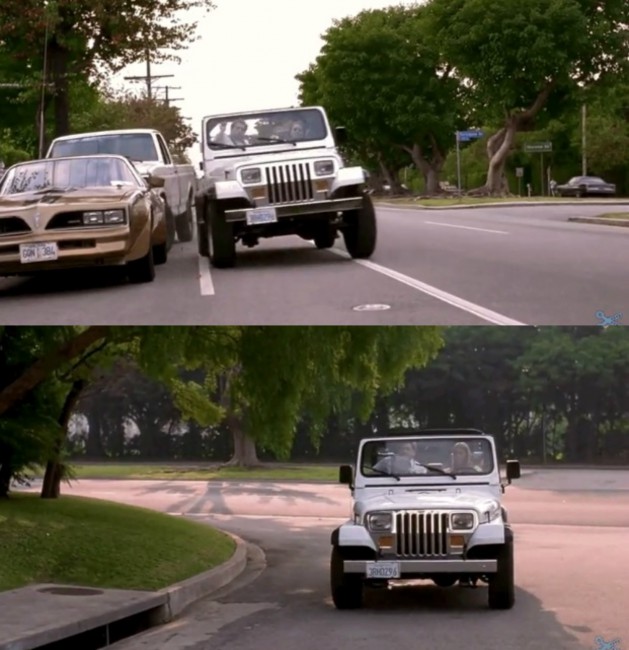 In 1995’s Clueless, during Cher’s (Alicia Silverstone) driving test she runs into another vehicle and destroys her sideview mirror, causing it to fly off. Yet, seconds later – in the very next scene – it magically appears replaced. Did she call AAA?