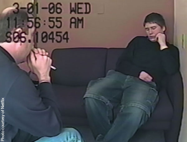 Still from police tape of Brendan Dassey being questioned