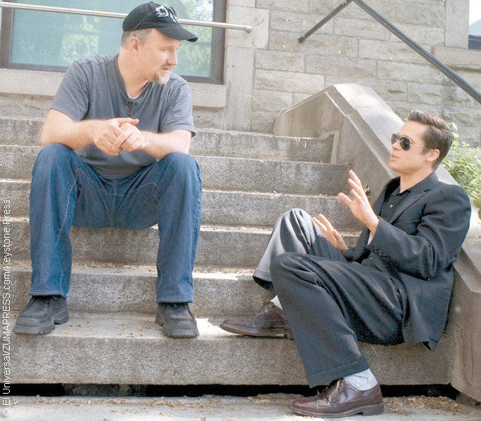 David Fincher and Brad Pitt on the set of The Curious Case of Benjamin Button