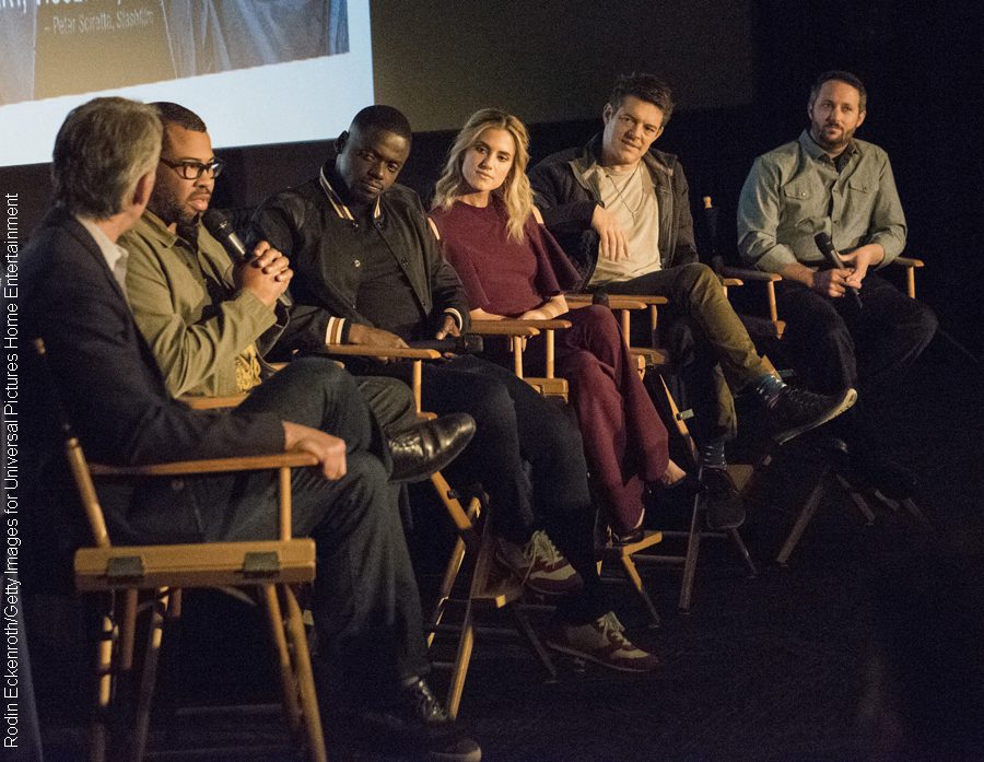 Get Out director Jordan Peele, actors Daniel Kaluuya and Allison Williams, producers Jason Blum and Sean McKittrick