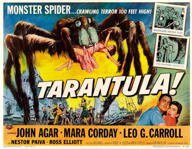 A scientific experiment goes horribly wrong in the movie Tarantula (1955), when animals and creatures who were experimented on escape when their laboratory catches fire. The captives were being given super nutrient injections as an experiment to see whether they could survive without food. Some animals died and some grew extremely large. An enormous tarantula that […]