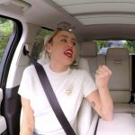 Miley Cyrus singing with James Corden on Carpool Karaoke