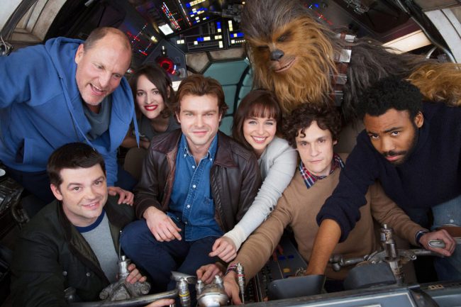 Starring: Alden Ehrenreich, Donald Glover, Woody Harrelson, Emilia Clarke The highly anticipated standalone film features the origin story of beloved Star Wars character Han Solo. Find out how Han became the top smuggler in the galaxy and teamed up with his Wookie sidekick to pilot the legendary Millennium Falcon.