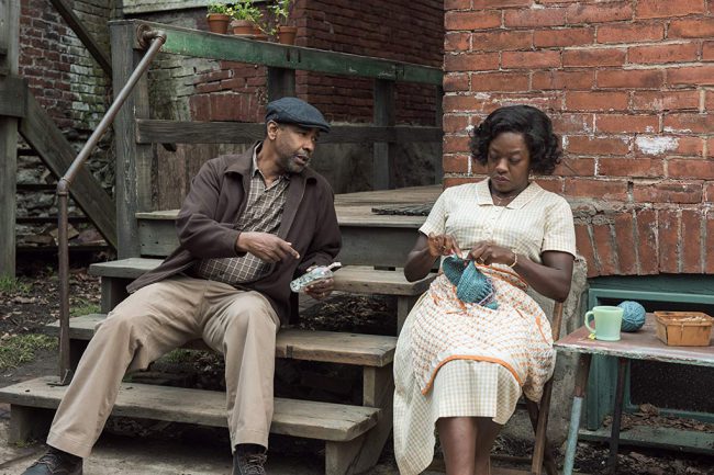 Viola Davis won a Golden Globe and an Academy Award for her role as an African-American wife in the 1950s who has to deal with a husband (Denzel Washington) who cheats, abuses his son and is angry most of the time in this 2016 theatrical release. 