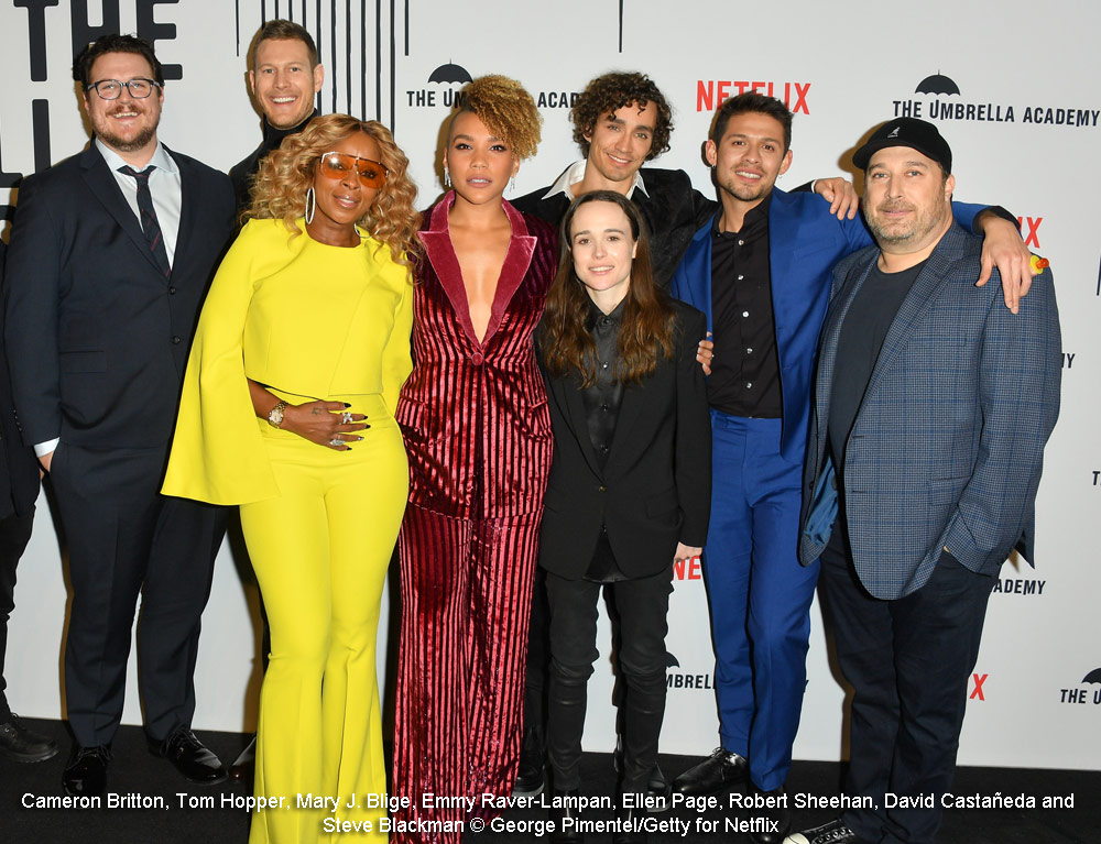 Steve Blackman with The Umbrella Academy cast at the Toronto premiere