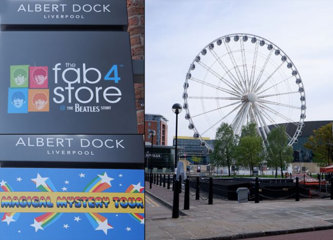 The Albert Dock is right on the River Mersey. It’s home to a number of Beatles attractions and offers a smaller version of the London Eye, called “The Wheel.”