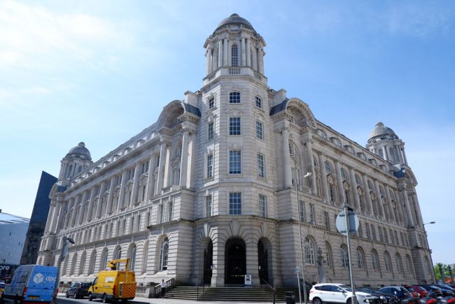 While Jack is in Liverpool, he stays at a beautiful hotel. The Port of Liverpool Building, which houses the Royal Swedish Consulate, an investment company, a shipping company and several other businesses, stood in for the hotel.