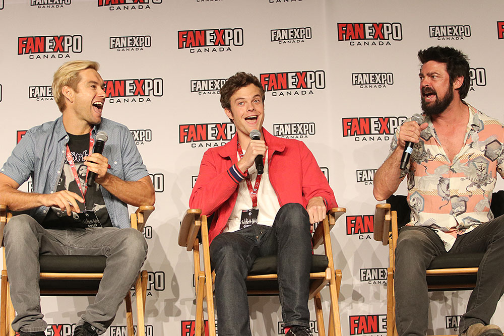 Antony Starr, Jack Quaid and Karl Urban