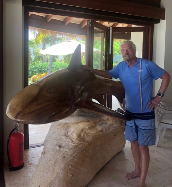 Richard Branson was compelled to get involved in the cause after meeting Rob and watching his film Sharkwater. Rob will forever live on in those he inspired — including Richard, who bought this beautiful shark statue for his Necker Island home after hearing Rob’s passionate speech about sharks at an Ocean Elders Gala. 