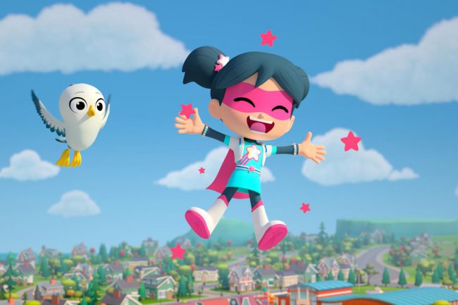 A real kid with real superpowers has a tech-wiz best friend who becomes her sidekick. Together with their seagull pal, they protect their seaside city.