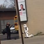 Stormtrooper given bloody nose by police