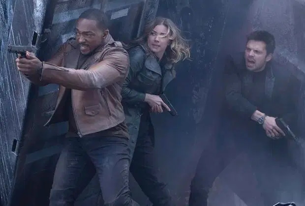 Anthony Mackie, Emily VanCamp and Sebastian Stan in Episode 3