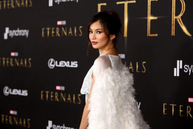 Gemma Chan (Sersi) looked glamorous for her appearance at the Eternals premiere. (Photo by Jesse Grant/Getty Images for Disney)