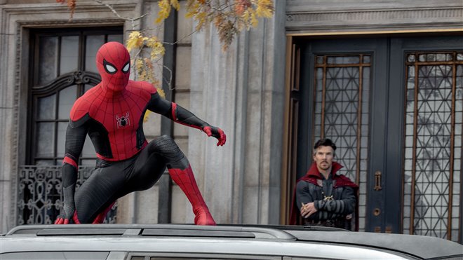 Tom Holland and Benedict Cumberbatch in Spider-Man: No Way Home
