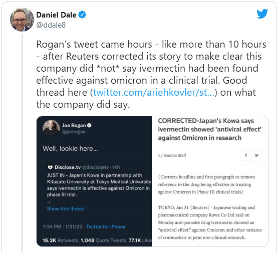 Tweet by CNN Fact checker Daniel Dale