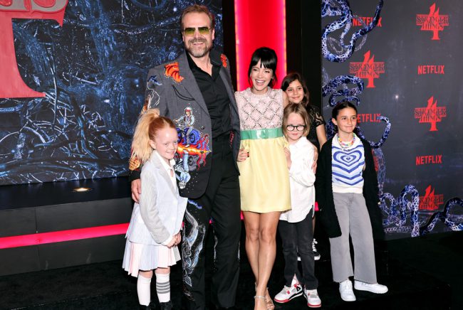 David Harbour brought his wife, singer Lily Allen and her two daughters from a previous marriage. 