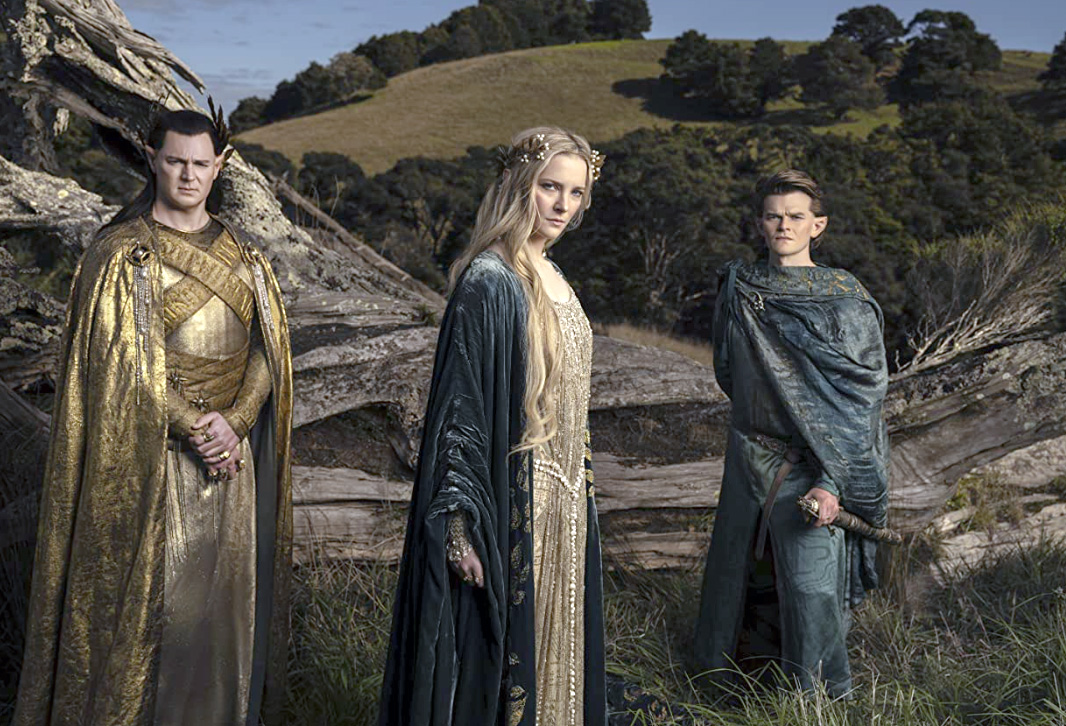 Benjamin Walker, Morfydd Clark and Robert Aramayo in The Lord of the Rings: The Rings of Power