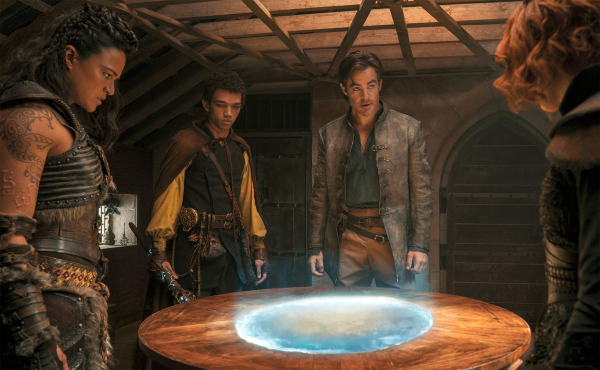 Michelle Rodriguez, Justice Smith, Chris Pine and Sophia Lillis in Dungeons & Dragons: Honor Among Thieves