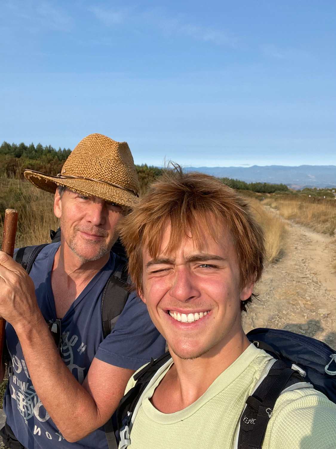 Andrew McCarthy and his son Sam on the trail
