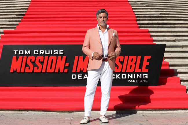 Esai Morales (Gabriel) poses on the red carpet at the global premiere in Rome, Italy. Photo by Stefania M. D’Alessandro/Getty Images for Paramount Pictures  