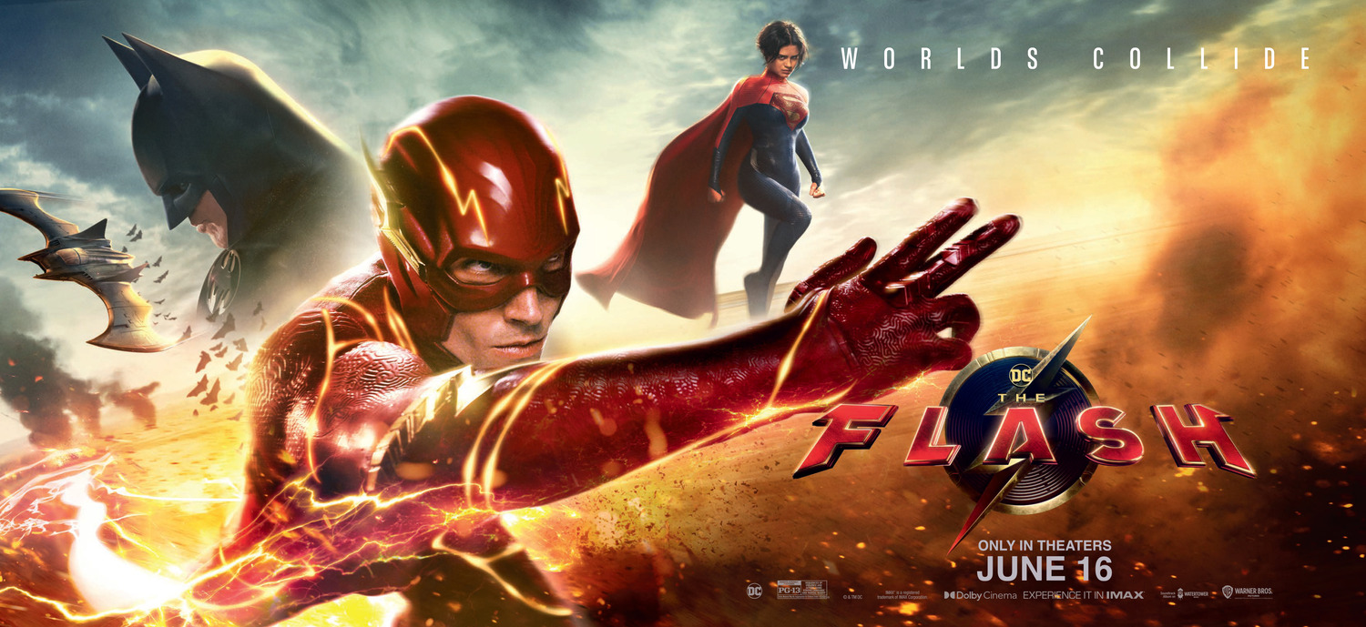 The Flash poster starring Ezra Miller and Michael Keaton