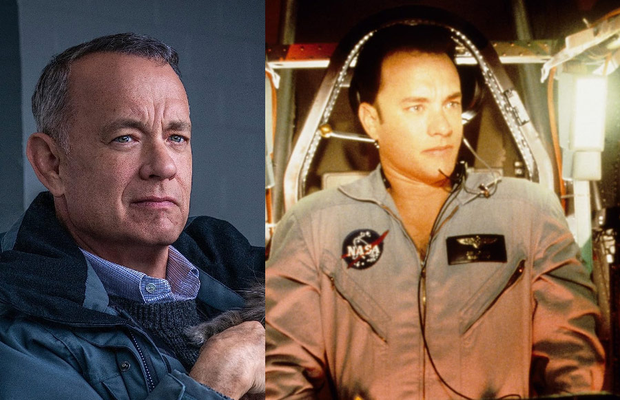 Tom Hanks at left in A Man Called Otto, at right in Apollo 13