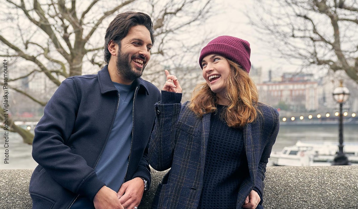 Shazad Latif and Lily James in What's Love Got to Do with It?