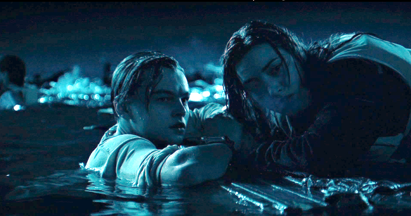 Leo DiCaprio and Kate Winslet as Jack and Rose in Titanic