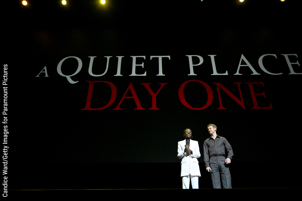 Lupita Nyong'o and Joseph Quinn appear on stage at 2024 CinemaCon